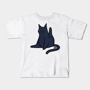 Black Cat Leg Up Kids T-Shirt